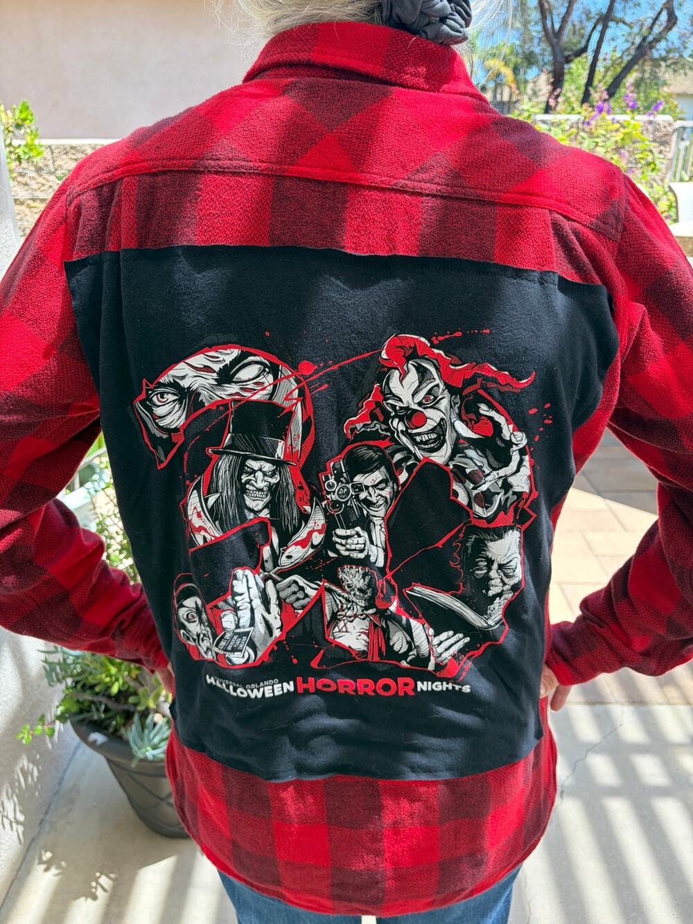 Halloween Horror Nights Upcycled Flannel Shirt Unisex Medium M